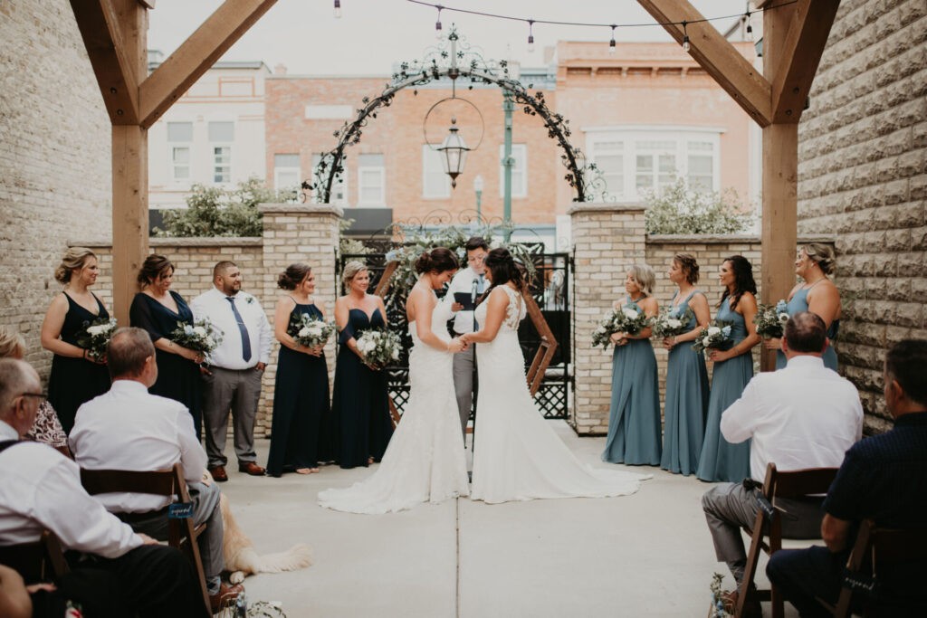 Andrea + Brittany | Bride + Bride | Outdoor Wedding Ceremony | The Urb Garden | Mercantile Hall | Burlington, WI